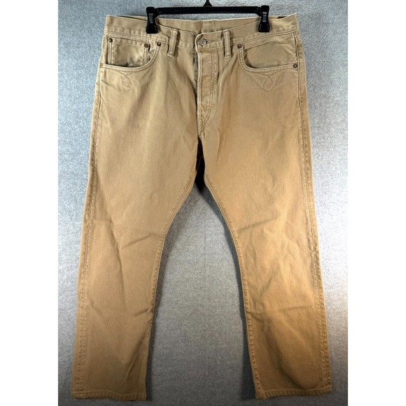 Rare RRL Ralph Lauren Pants Men 36x32 Taos Khaki Slim Bootcut Button Fly Vintage - Picture 1 of 16